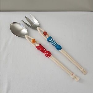 Pylones Of Paris France Swimmers Diving Couple Quelle Salad Server Set Acrobats